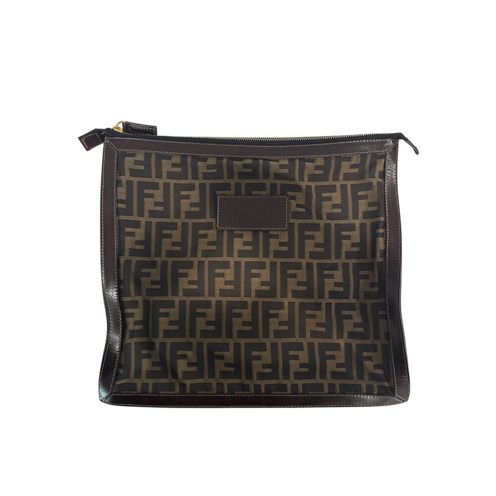 Fendi Zucca Clutch Canvas Leather with COA